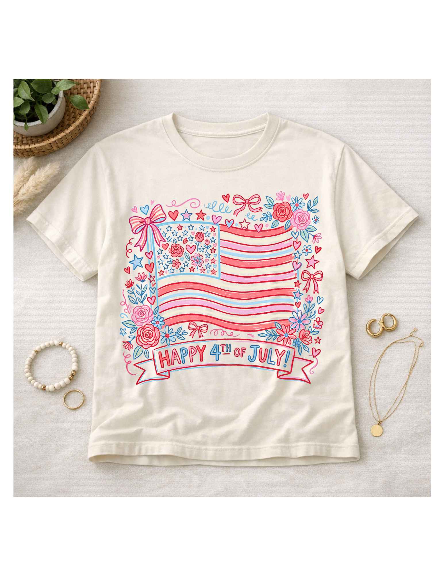 Happy 4th of July Flag Graphic